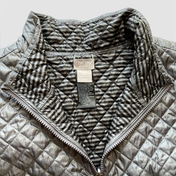 Chico's Quilted reversible Gray Vest - Picture 2 of 3